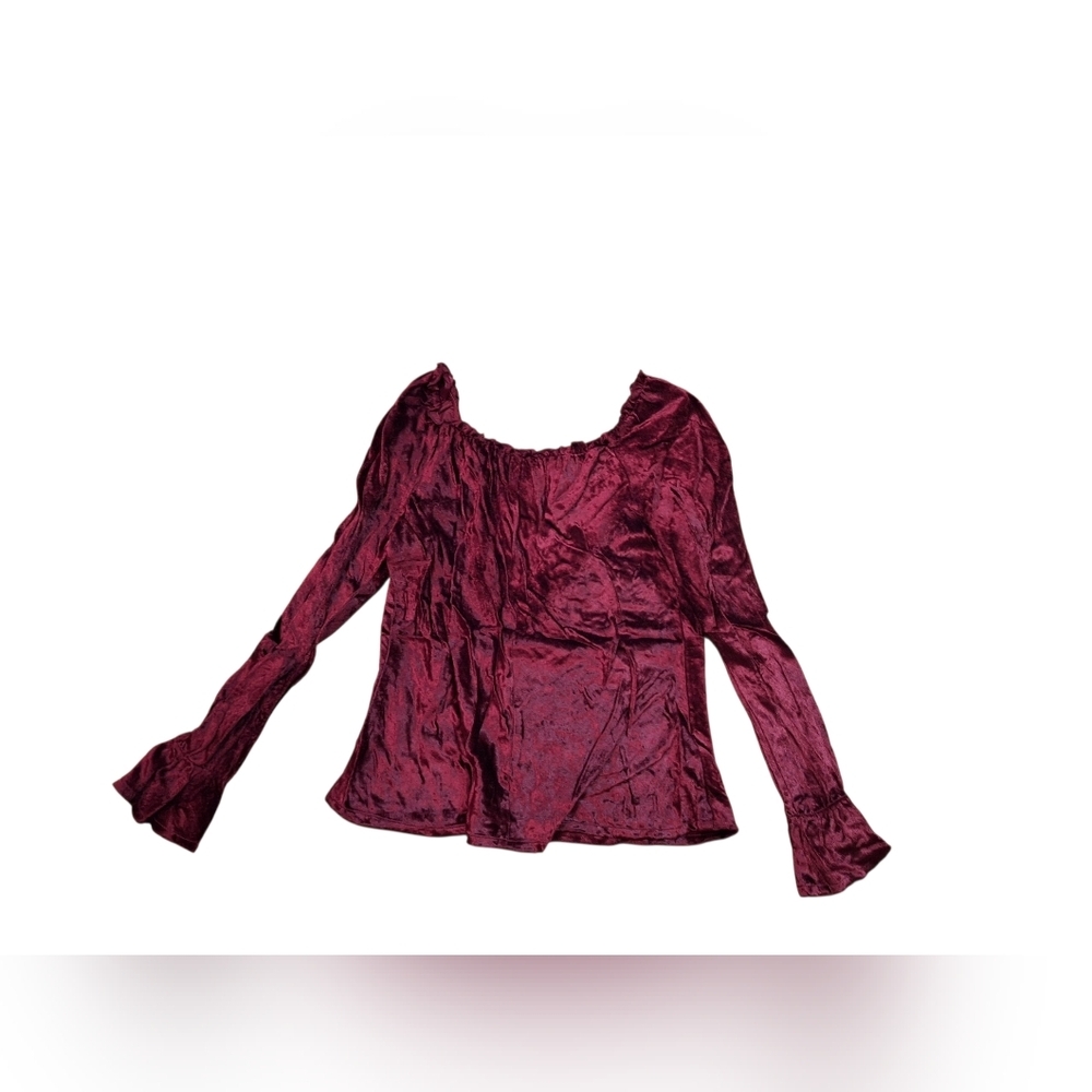 Vintage Maroon Velvet BURGUNDY Gothic Long Sleeved Blouse FAIRYCORE READ AD